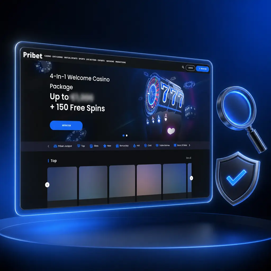 Pribet homepage showing sportsbook and casino menus, bet slip and cashier navigation for Australian players