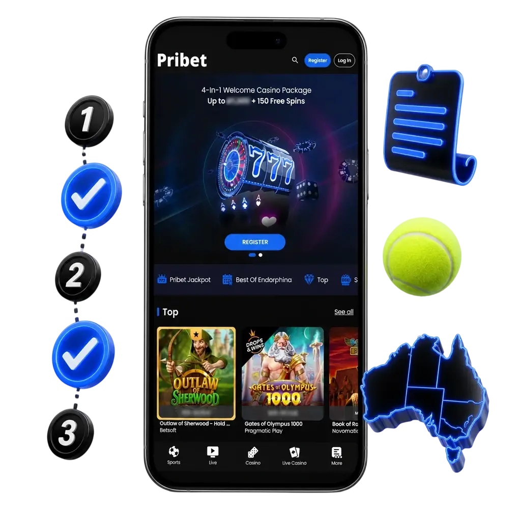 Step-by-step guide to placing tennis bets on Pribet, from account signup and deposit to choosing a market and confirming the stake.