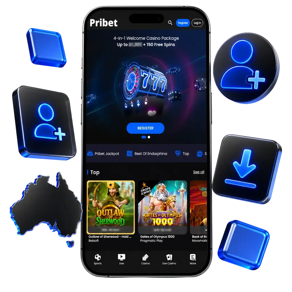 Step-by-step guide showing how to register on Pribet using the mobile web app and access the account dashboard.