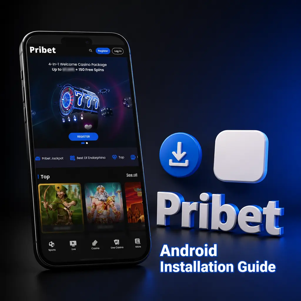 Android installation guide showing steps to download and install the Pribet APK and open Aviator