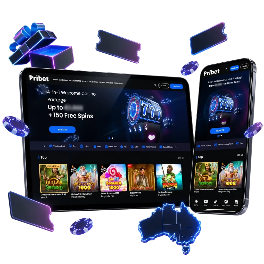 Pribet first deposit bonus: up to 2,420 AUD casino + 150 free spins or 100% sports bonus up to 320 AUD for Australian players.