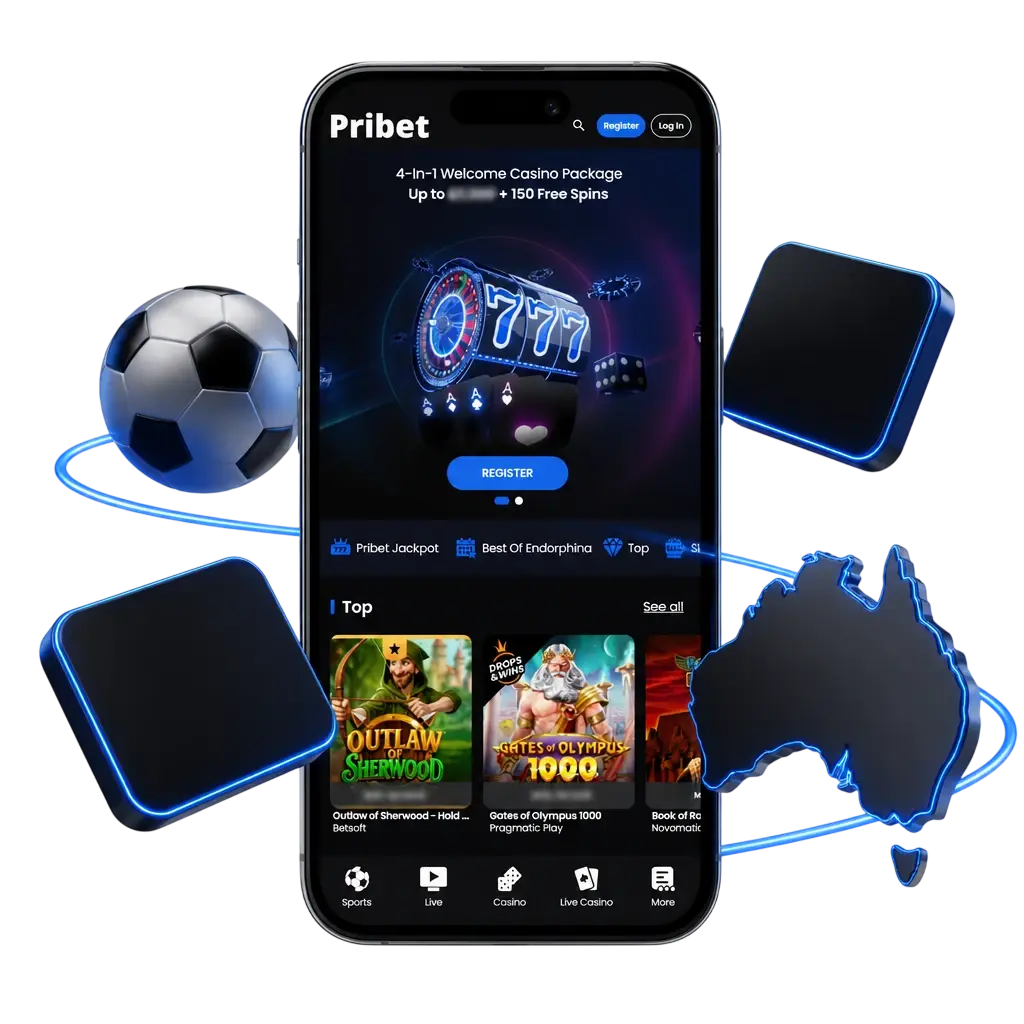 Pribet football betting app screen showing Android and iOS access for mobile sports wagering on the go.