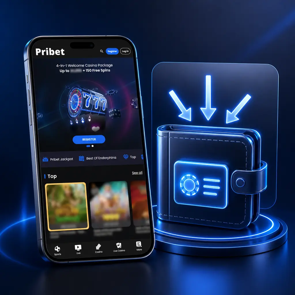 Step-by-step guide showing how to make a deposit on Pribet, from account sign-in to payment confirmation.
