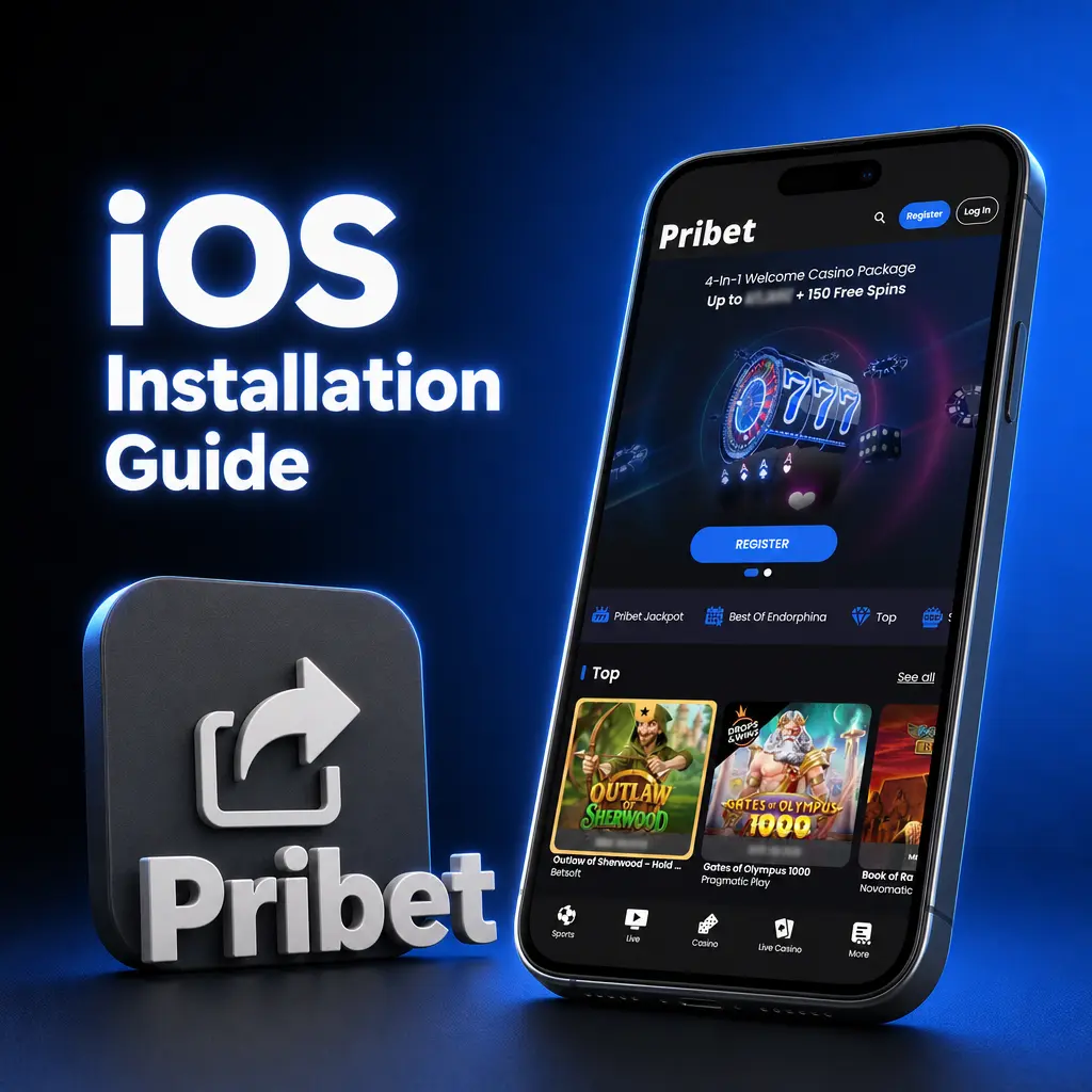 Steps to add Pribet as an iOS home screen shortcut and launch Aviator via browser share menu installation
