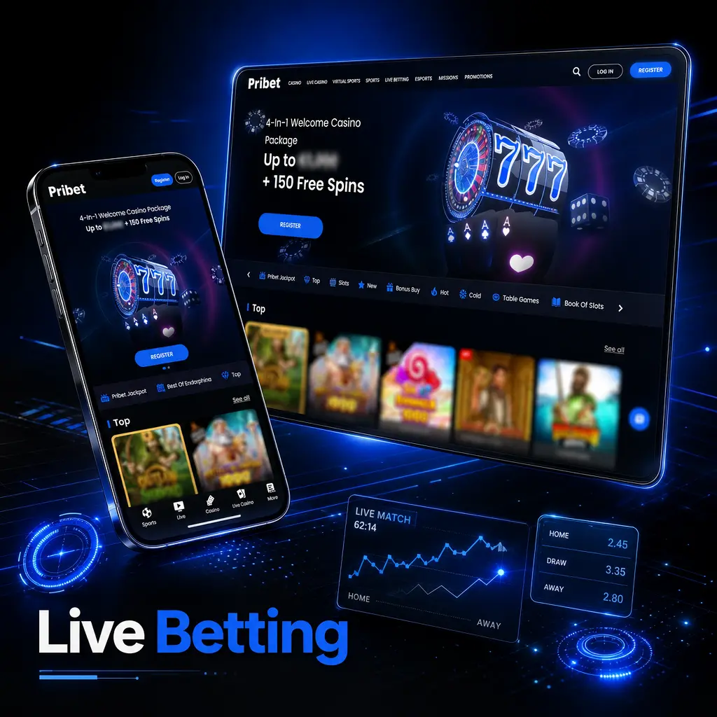 Live betting on Pribet with real-time odds for soccer, tennis, basketball, cricket and esports matches