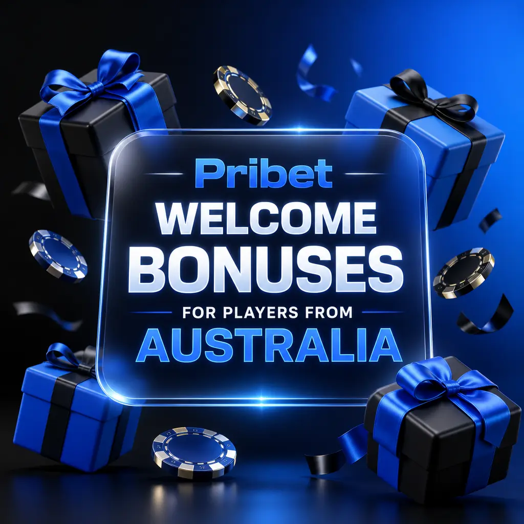 Pribet Australia welcome bonuses: 4-in-1 casino package up to 2,420 AUD plus 150 free spins, or 100% up to 320 AUD.